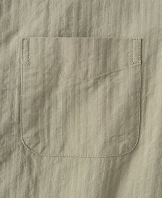pocket detail of Italian Collar Salt-Shrunk Shirt - Khaki Green