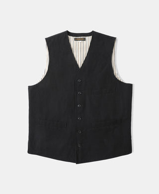 Textured Linen-Cotton Vest in Black