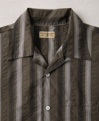 1940s Seersucker Stripe Shirt - Brown