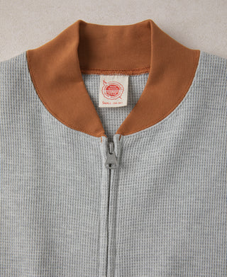 Waffle Cotton Full-Zip Track Jacket - Gray