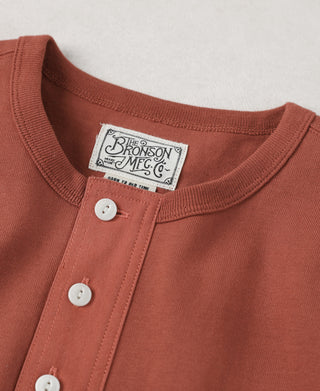 collar detail of Red Short Sleeve Henley T-Shirt