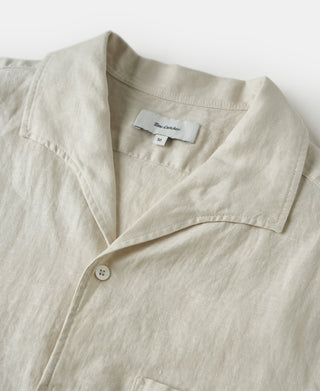 1950s Italian Collar Long-Sleeve Linen Shirt - Apricot