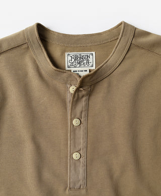Vintage Long Sleeve Henley Shirt - Khaki