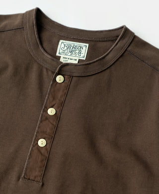 Vintage Long Sleeve Henley Shirt - Coffee