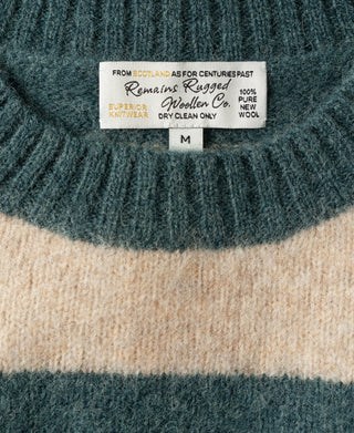 Brushed Wool Striped Sweater -  Blue/Apricot