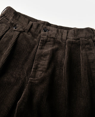 1960s Double Pleated Corduroy Trousers - Brown