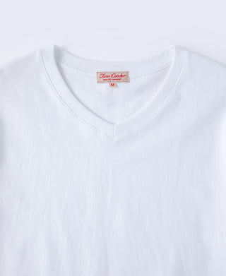 7.2 oz Cotton V-Neck Tubular T-Shirt - White