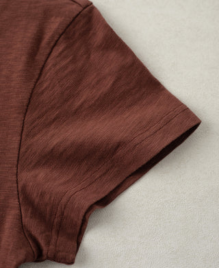 sleeve detail of Vintage Slub Cotton Cap Sleeve T-Shirt - Clay