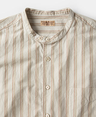 Colour Stripe Band Collar Shirt - Apricot
