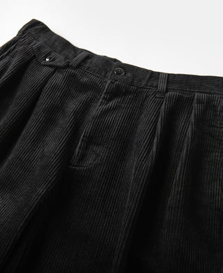 1960s Double Pleated Corduroy Trousers - Black