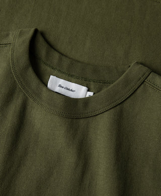 1900s Heavyweight Cotton Jersey Boxy T-Shirt - Olive