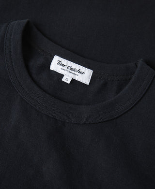 7.4 oz Slub Cotton Loopwheel Tubular Pocket T-Shirt - Black