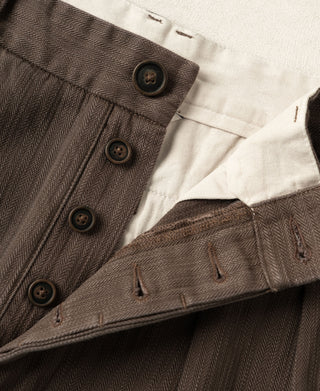 Pantalon à pinces style années 1930 en chevron - Marron
