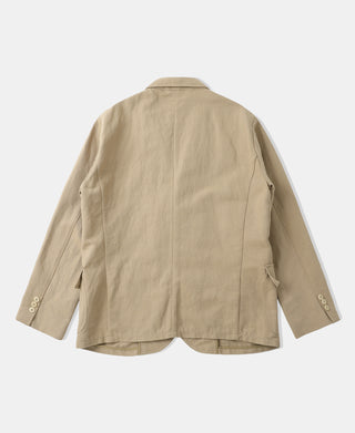 back view of Textured Linen-Cotton Sack Jacket – Khaki