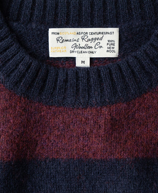 Brushed Wool Striped Sweater - Purple/Navy