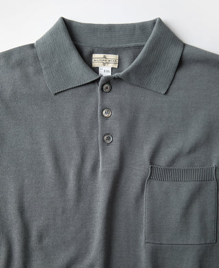 Lot 910L Long Sleeve Knitted Polo Shirt - Gray