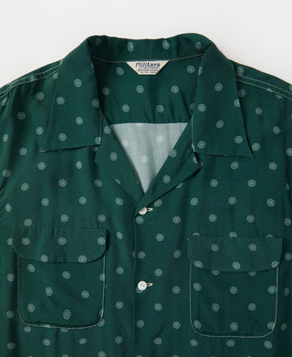 Lot 220 Dotted Open Collar Shirt - Dark Green