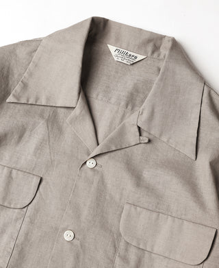 Lot 220L 1940s Linen-Cotton Open Collar Shirt - Khaki Gray