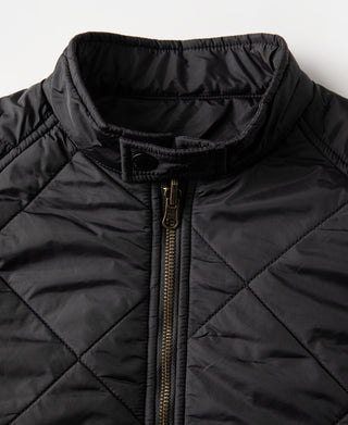 Reversible Diamond Quilted Stand-Collar Jacket - Black