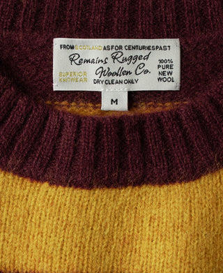 Brushed Wool Striped Sweater - Wine Red/Yellow