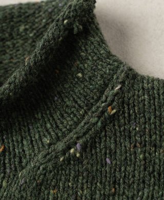Roll Neck Pure Wool Fisherman Sweater - Dark Green