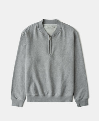 Vintage Baseball Collar Quarter-Zip Sweatshirt - Gray