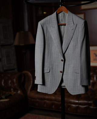 1940s Gray Striped Wool Single-Breasted Suit Jacket