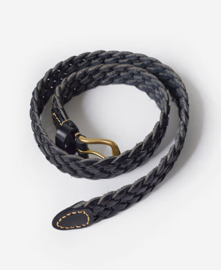 Braided Leather Belt - Black