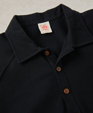 Raglan Sleeve Cotton-Piqué Polo Shirt - Black