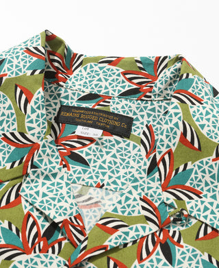 1940s Pop Art Aloha Shirt - Grass/Teal