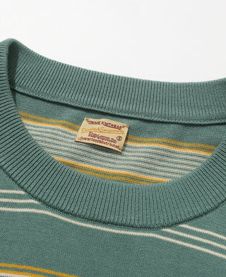 1950s Ribbed Striped Knit T-Shirt - Green