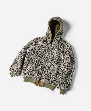 Leopard Print Reversible Deck Jacket - Khaki