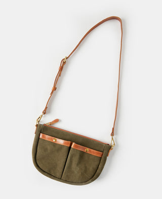 Front Pocket Canvas Crossbody Bag - Olive