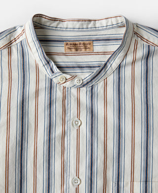 Colour Stripe Band Collar Shirt - White