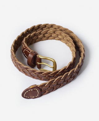 Braided Leather Belt - Brown