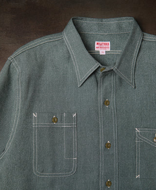 Lot 208 1930s Point Collar Work Shirt - Sage