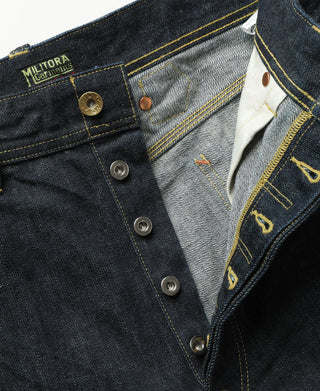 Button Fly detail of Denim Jeans