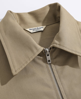 1950s Zip Up Campus Sport Jacket - Khaki