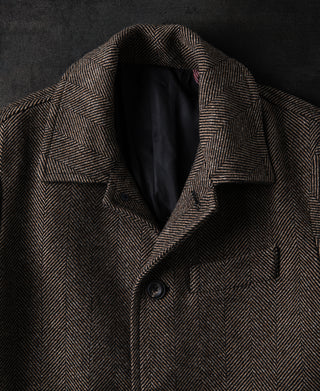 1920s Brown Herringbone Tweed Balmacaan Coat