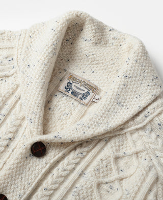 Diamond Cable Knit Shawl Collar Cardigan