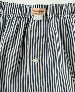 1950s Cotton Boxer Shorts - Blue Stripes