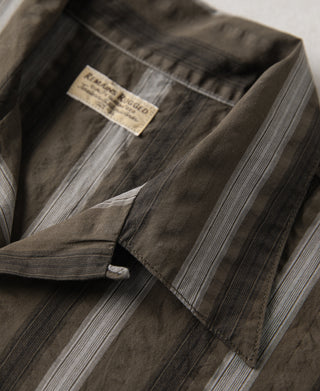 1940s Seersucker Stripe Shirt - Brown