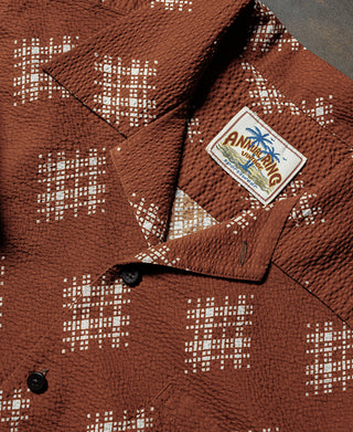 Printed Seersucker Cuban Collar Aloha Shirt