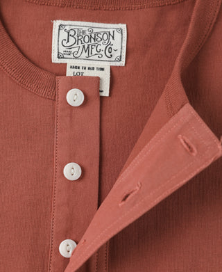 button detail of Red Short Sleeve Henley T-Shirt