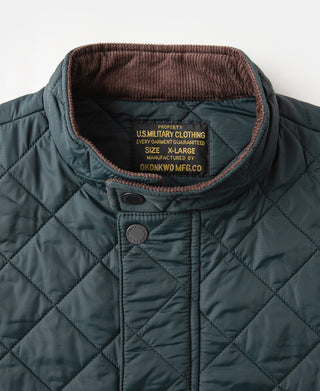 Corduroy Trimmed Diamond Quilted Field Vest – Dark Green