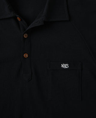 Raglan Sleeve Cotton-Piqué Polo Shirt - Black