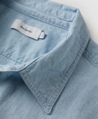 Military Wash Chambray Workshirt - Washed Blue