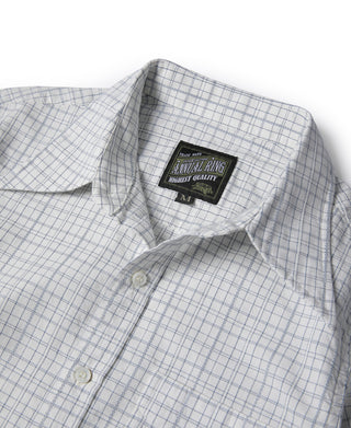 1930s Dobby Grid Check Spearpoint Collar Dress Shirt