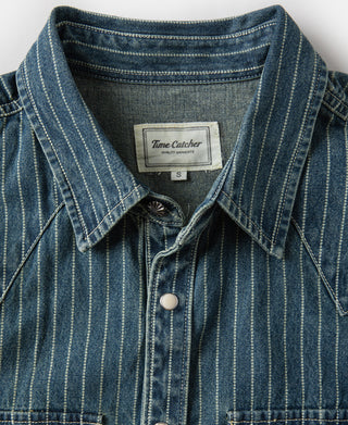 Slim Fit Wabash Striped Indigo Western Shirt