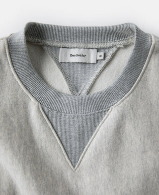 1960s Reverse Weave Double-V Crewneck Sweatshirt - Apricot Gray